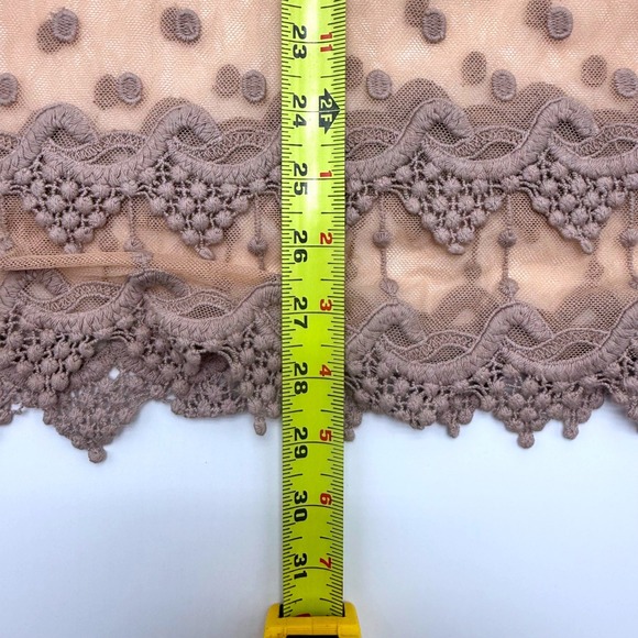 Womens Soft Modal Layering  Midi Dress Taupe Nude Spaghetti Strap Size M Lace - Picture 8 of 8